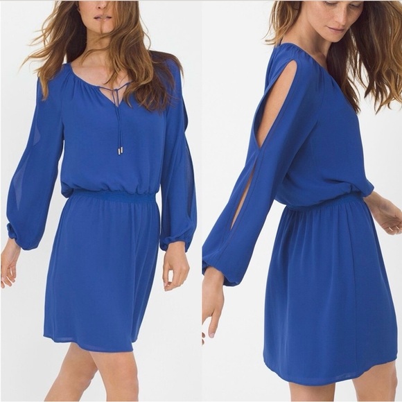 White House Black Market Dresses & Skirts - 🚨Final Sale🚨 NWT White House Black Market Blue Boho Dress Size 6